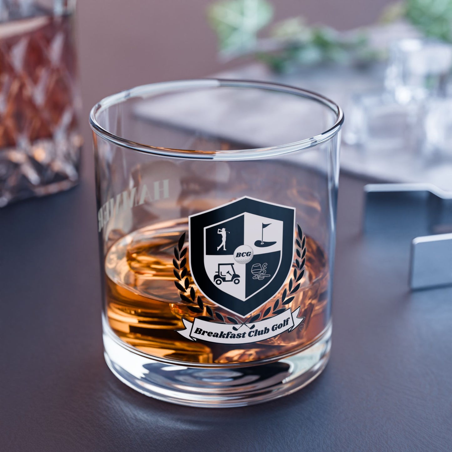 The "hammer" Rocks Glass, 10oz black logo