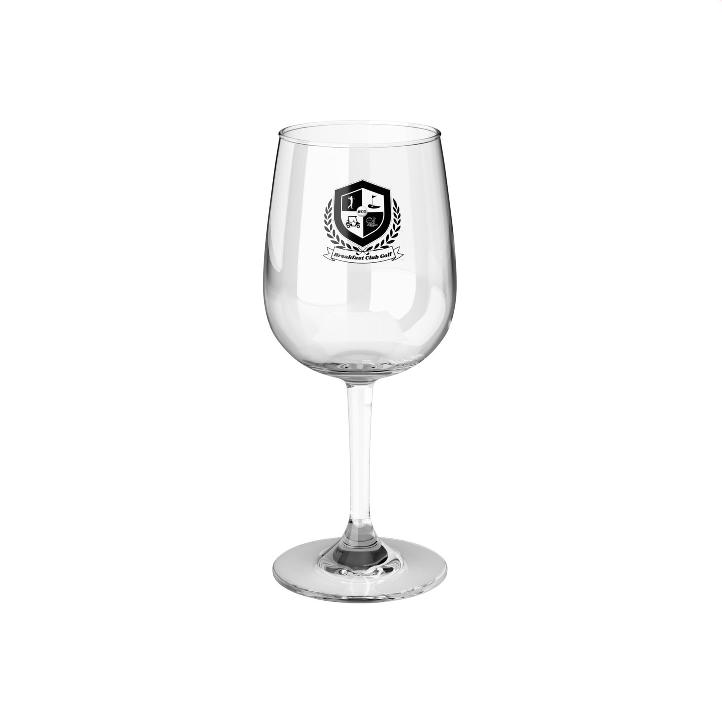 The "Chase" Wine Glass, 12oz black tees logo