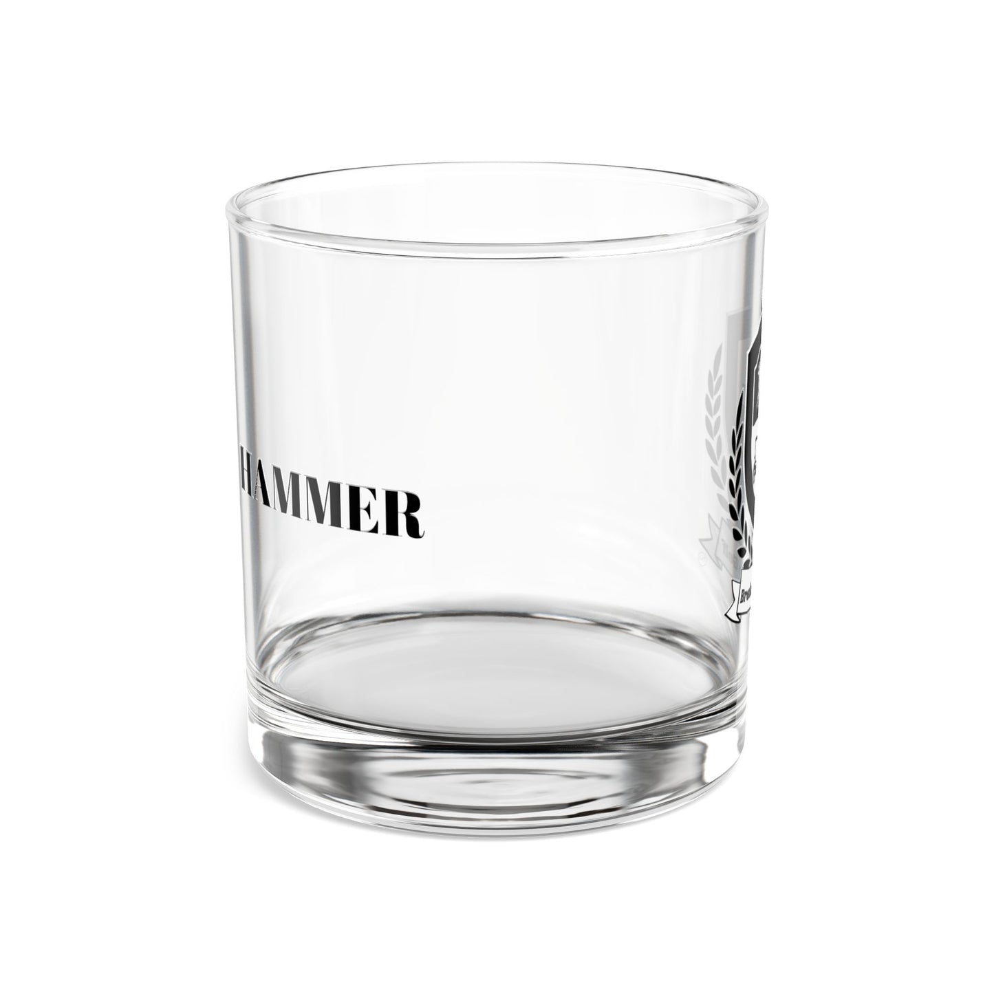 The "hammer" Rocks Glass, 10oz black logo