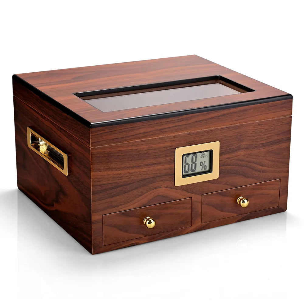 Luxury Cigar Humidor Windproof Cedar Wood Cigar Humidor Box With Humidifier Hygrometer Moisturizing Cigars Portable Cabinet Case