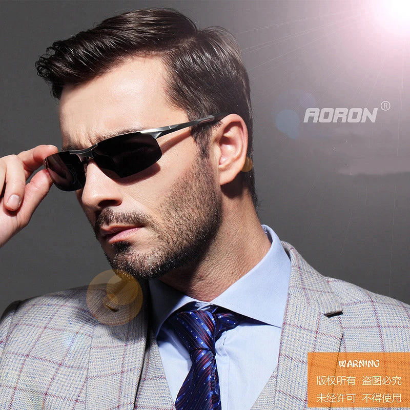 AORON Golf Polarized Sunglasses Men Aluminum Magnesium Frame Sport Sun Glasses UV400 Anti-Glare