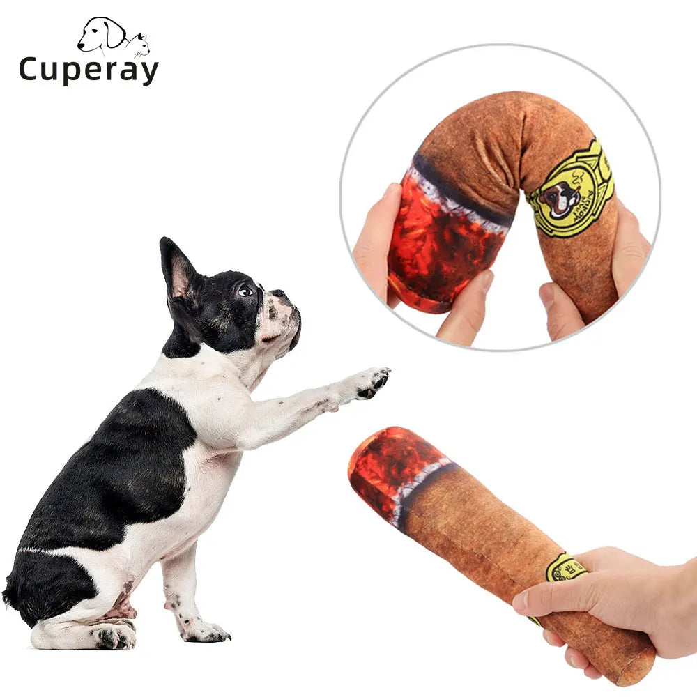 Dog Cigar Toy Cigar Big Smoke Plush Sound Squeak Pet Toy Fun Play Interactive for Small Dogs Pet Plush Toy Pet Supplies