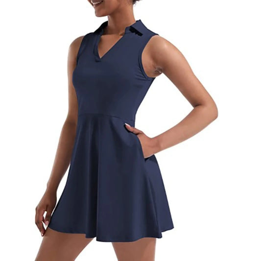 Golf/Tennis /Pickelball Dress for Women with Built in Shorts and 4 Pockets Sleeveless