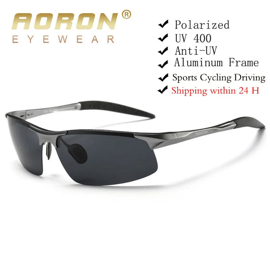 AORON Golf Polarized Sunglasses Men Aluminum Magnesium Frame Sport Sun Glasses UV400 Anti-Glare