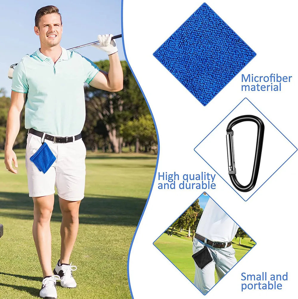 Clean your Balls !!   Golf Ball Cleaning Towel with Carabiner Hook