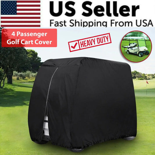 Waterproof Golf Cart Cover Zipper 4 Passenger EZ GO Club Car Yamaha Elastic Hem